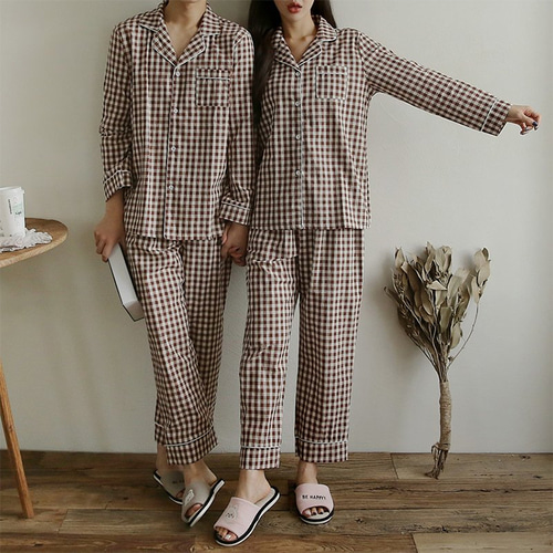 Gingham Check Pajama Set - 커플룩
