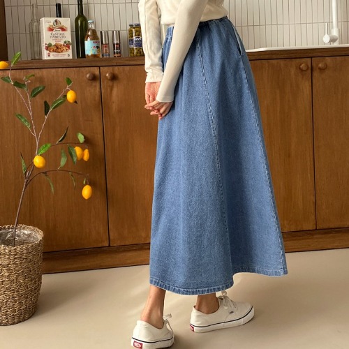 Audrey A-Line Denim Long Skirt