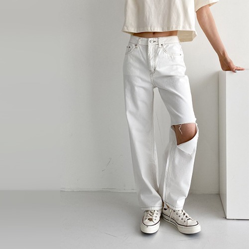 Ivory Cut Wide Bootcut Jeans
